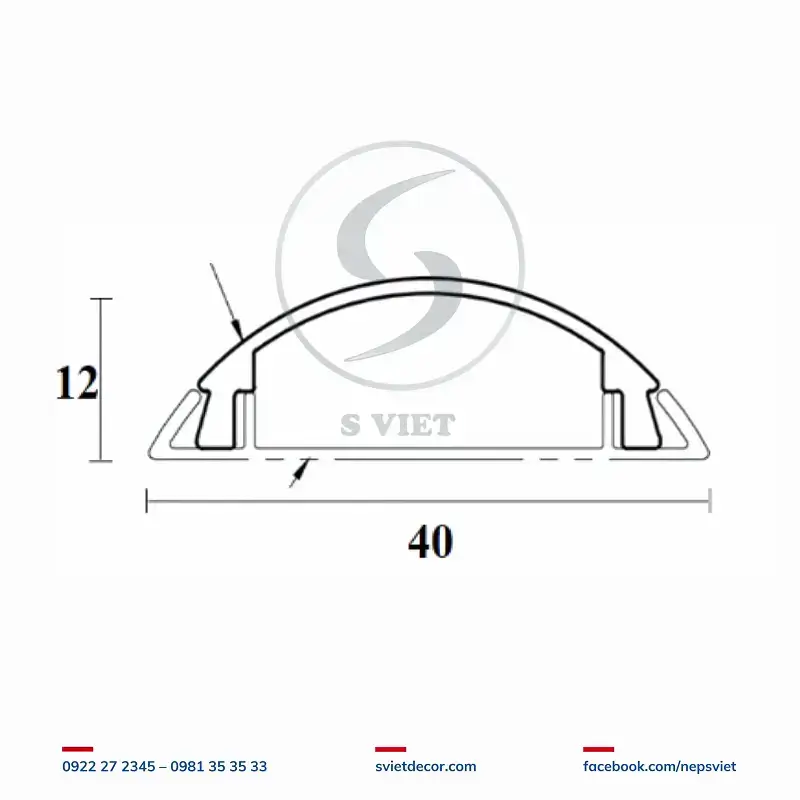 Nẹp bán nguyệt D40