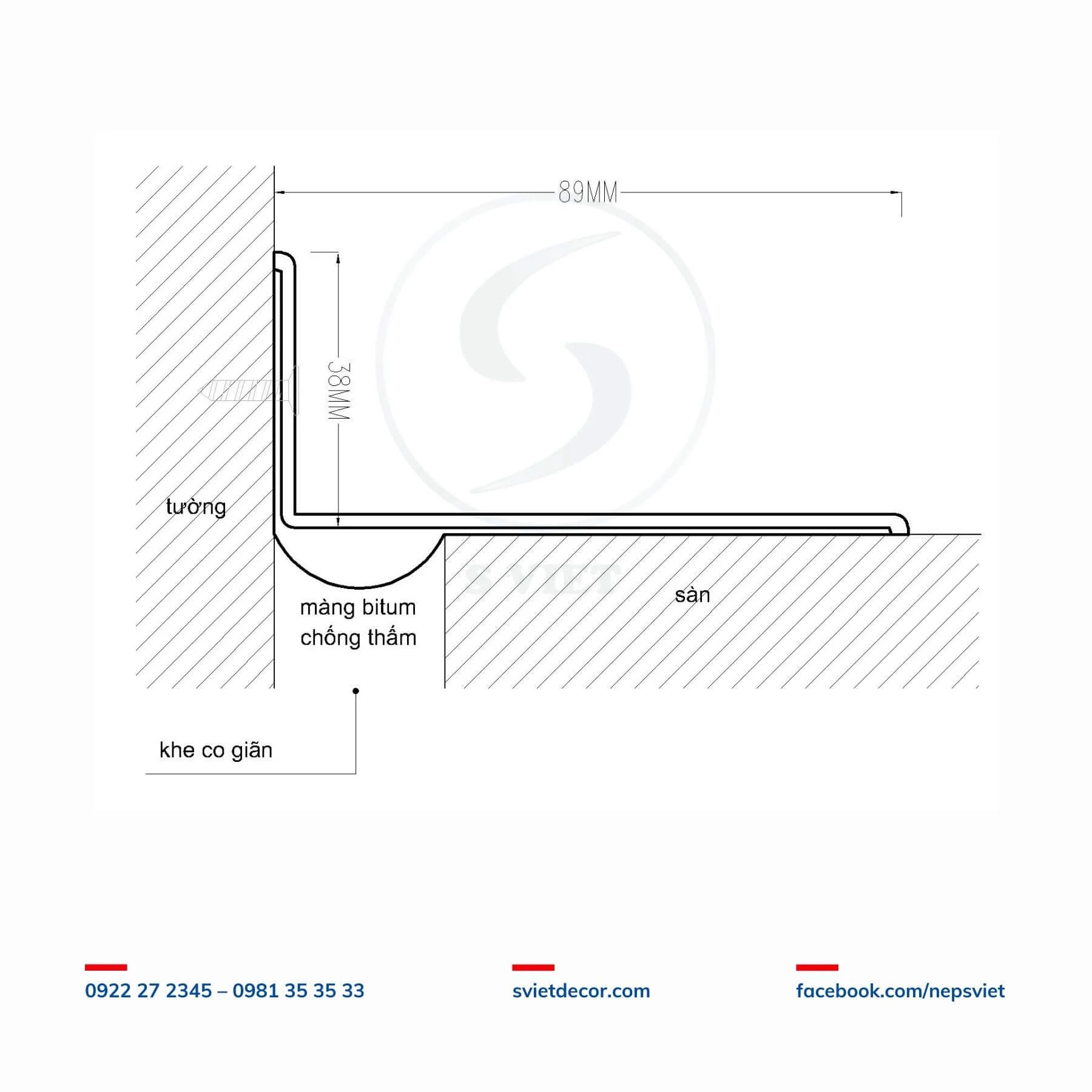 Nẹp Khe Co Giãn L38x89