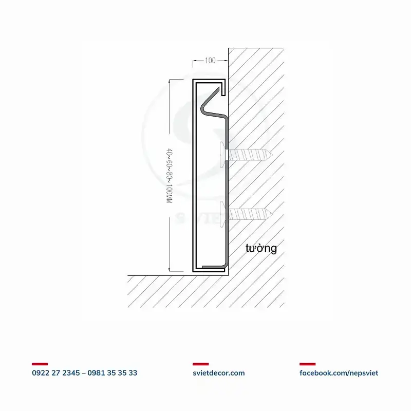 Nẹp Len Chân Tường Inox Kiểu Vuông