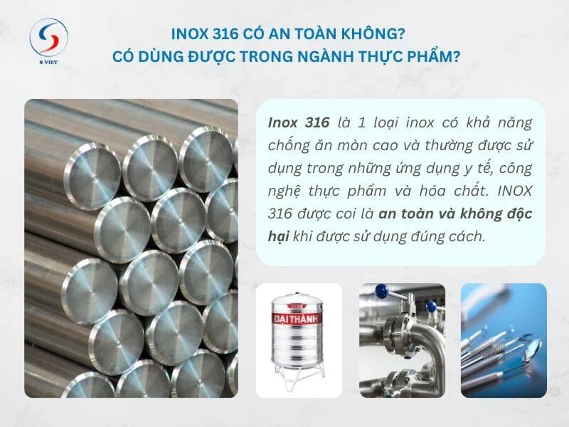Inox 316 có an toàn không? Có dùng được trong ngành thực phẩm?