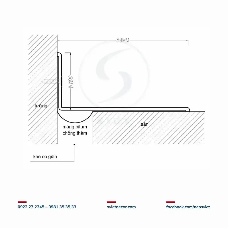 Nẹp Khe Co Giãn L38x89