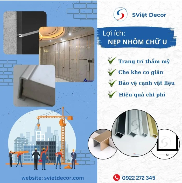 Nẹp Nhôm U10 mm