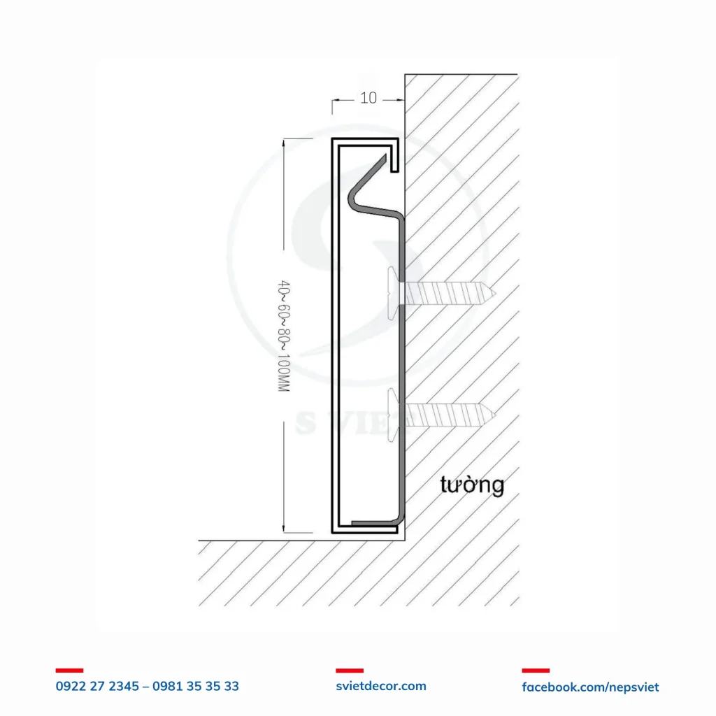 Nẹp Len Chân Tường Inox Kiểu Vuông