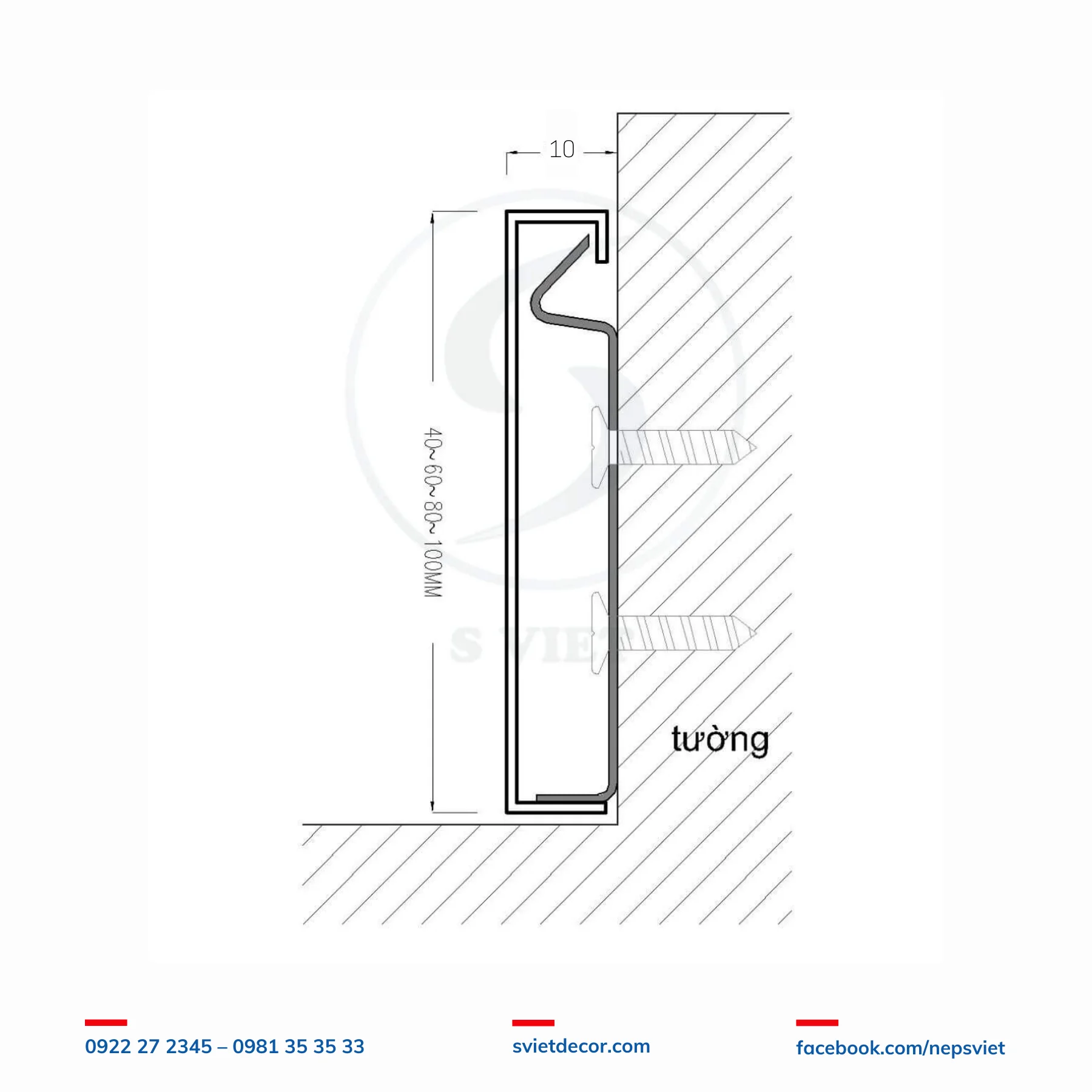 Nẹp Len Chân Tường Inox Kiểu Vuông