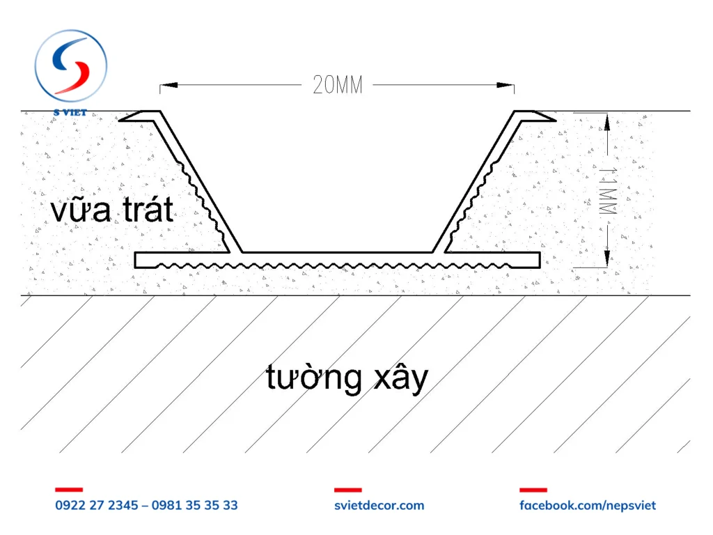 Nẹp Chỉ Âm Trát Vữa U2010