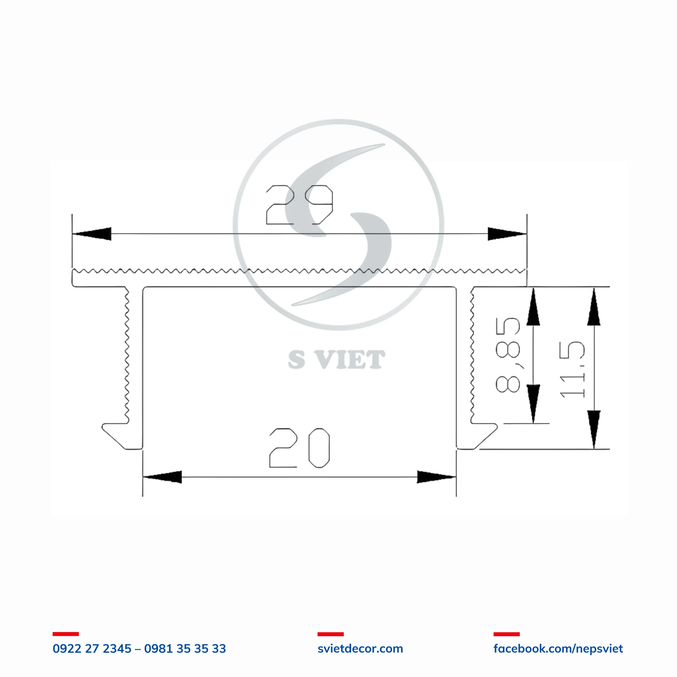 Nẹp Chỉ Âm Tường U20