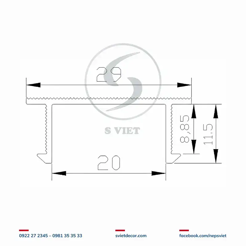 Nẹp Chỉ Âm Tường U20