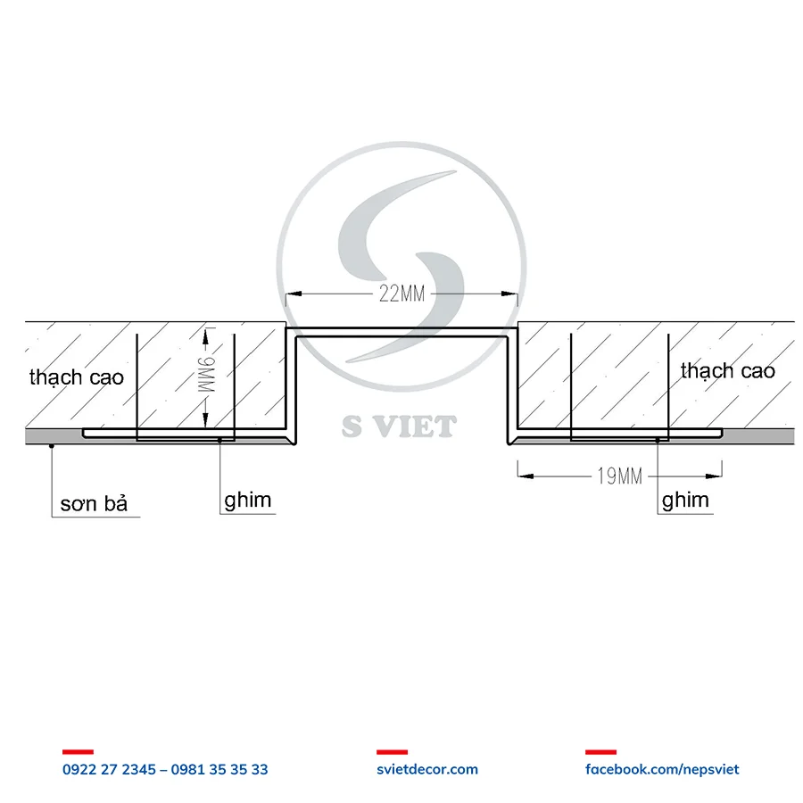 Nẹp Ron Âm Trần Thạch Cao U22