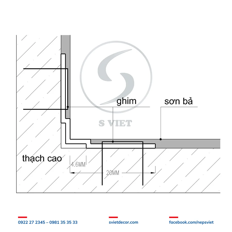 Nẹp Góc Âm Thạch Cao