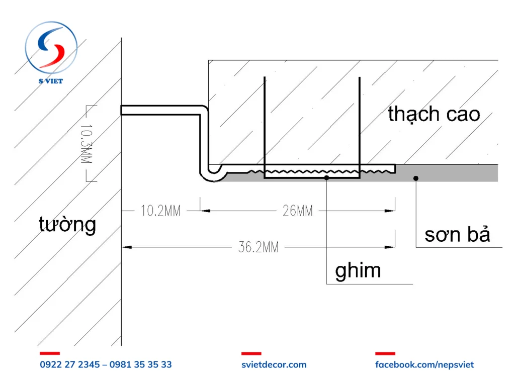 Nẹp khe trần thạch cap Z10