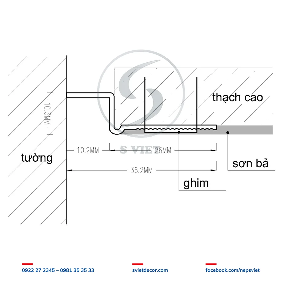 Nẹp Khe Trần Thạch Cao Z10