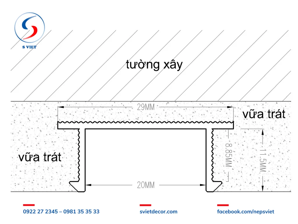 Nẹp chỉ âm tường U20