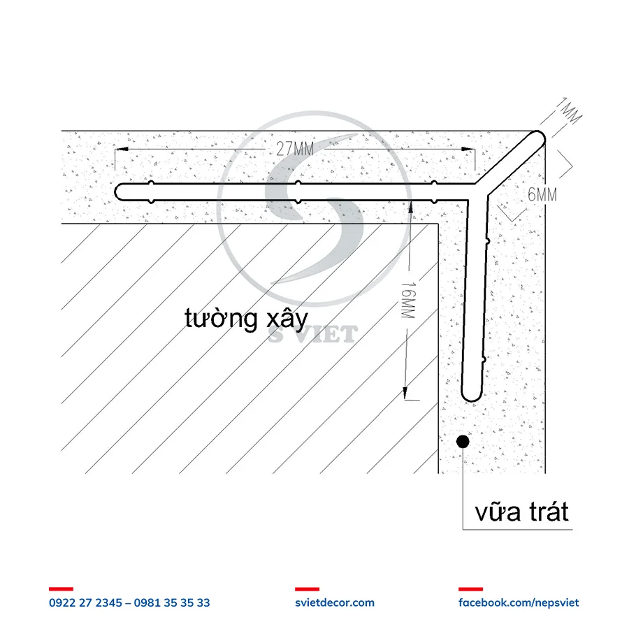 Nẹp Trát Góc Tường TG10 Không Mũ