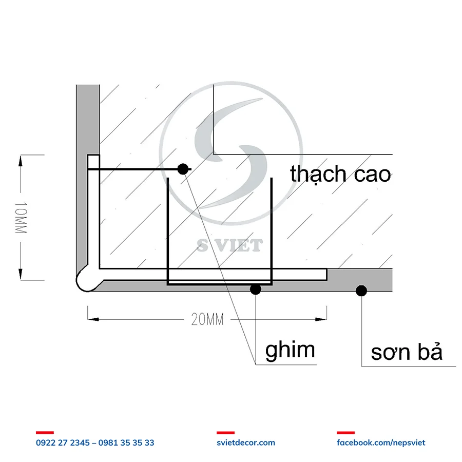 Nẹp Góc Thạch Cao V10x20