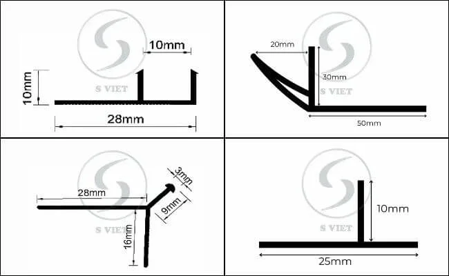 12 Kích thước nẹp nhựa trát vữa phổ biến 