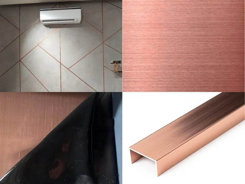 Màu hồng xước - nẹp u inox 8825