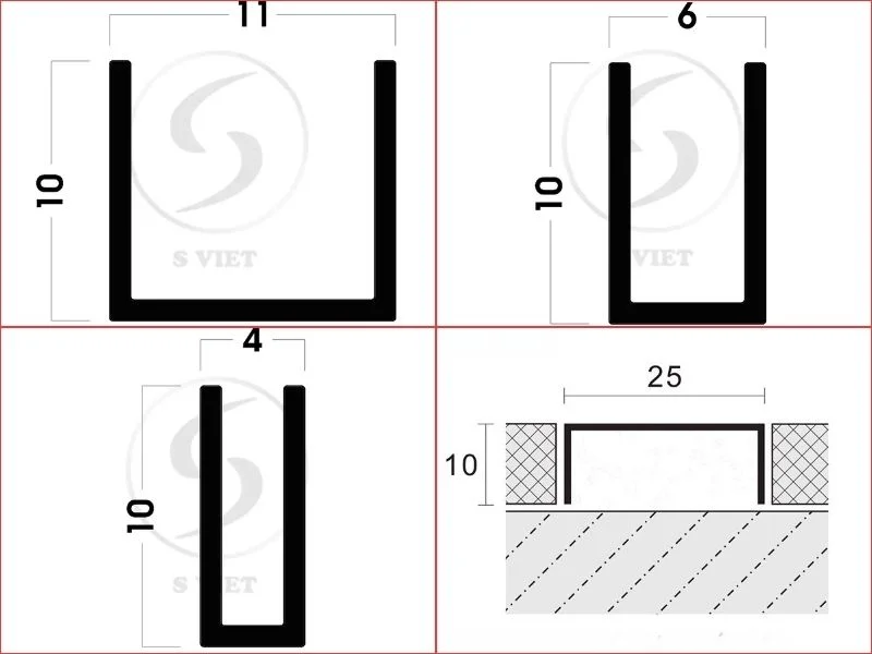 Nẹp U inox - Đặc điểm của từng kích thước 98252