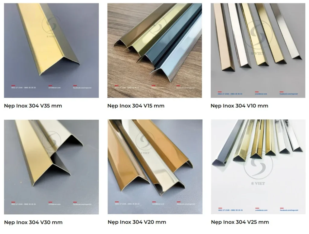 Nẹp V là gì? Tổng quan chi tiết từ A-Z 4 Các kích thước V inox 304 phổ biến 141125