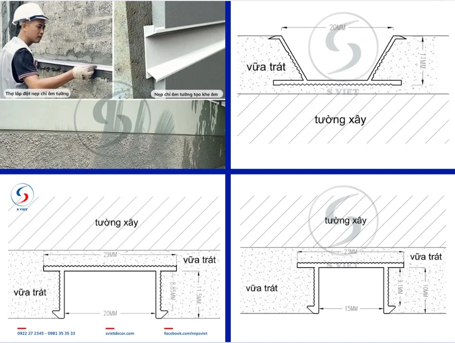 Cách thi công nẹp chỉ âm tường đơn giản, hiệu quả 4 Thi công nẹp chỉ âm tường nhựa PVC 121125