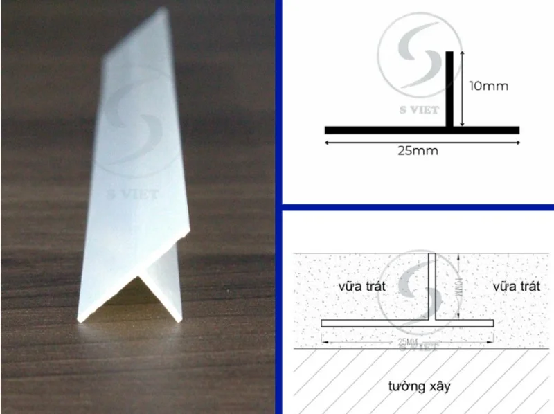 Cận cảnh mặt cắt nẹp mốc trát tường 051225