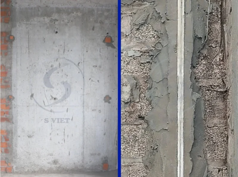 Tường sử dụng nẹp mốc trát trong thực tế 051225