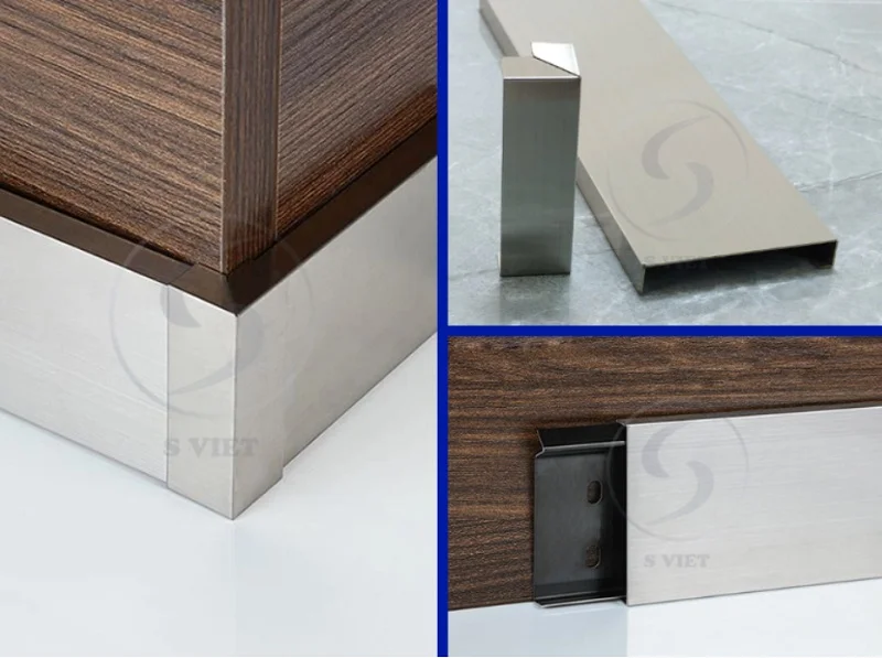 Top Màu Sắc Len Chân Tường Được Ưa Chuộng Nhất Năm 2026 4 Len chân tường inox trắng xước, xám xước 9125